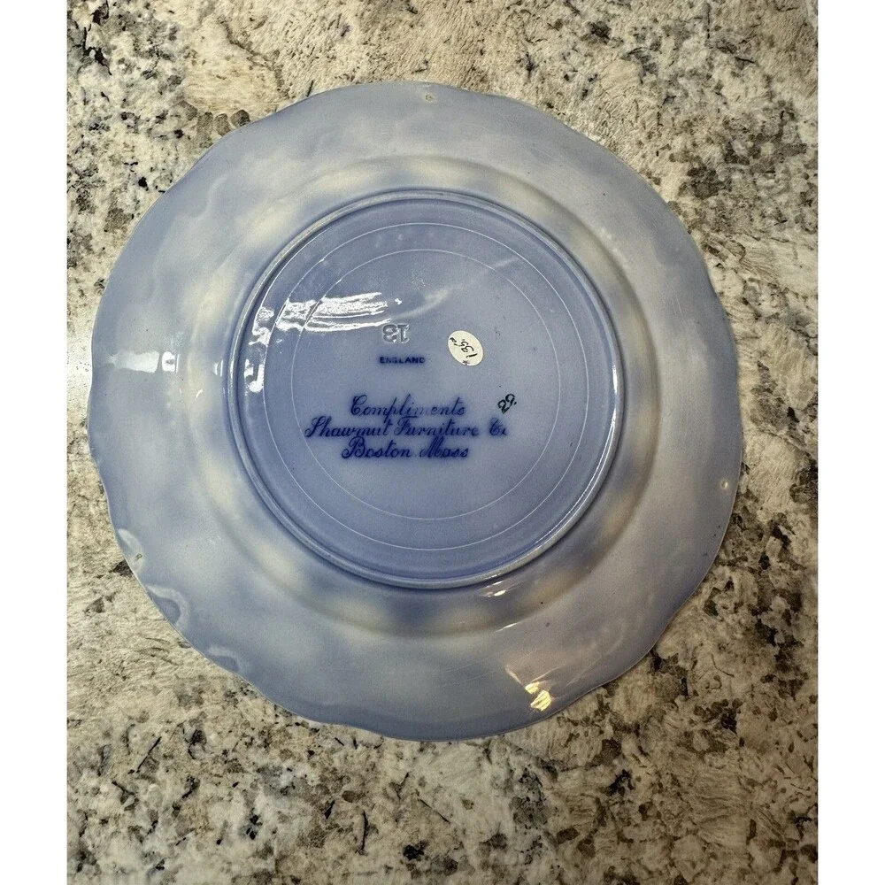 Staffordshire Flow Blue Plate, CHAIN OF STATES, Martha Washington